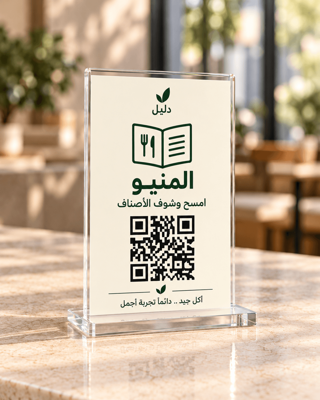 ستاند أكريليك لمنيو رقمي برمز QR